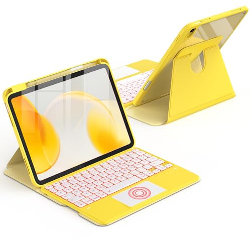 CACOE 360° Hülle mit Tastatur für iPad (A16) 11/10 Generation mit Touchpad