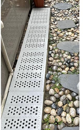 Copertura per griglia di scarico da esterno per giardino, grondaia rettangolare per fognature, 50 x 30 x 3 cm, previene blocchi e migliora l'efficienza di drenaggio