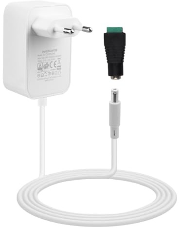 12V 2A Fuente de Alimentación Universal 24W AC/DC Adaptador de Corriente 100-240v 50/60hz Transformador 2000mA para Tiras Strisce LED, Cámaras CCTV Altavoces, Router 5,5x2,5mm Blanco