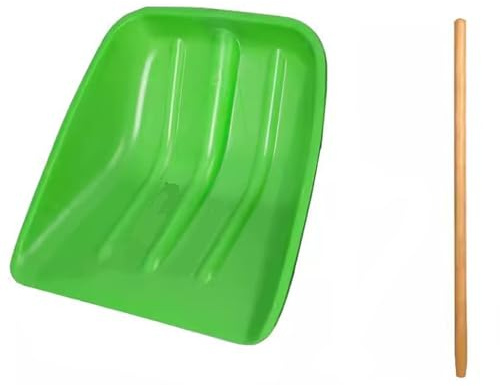 Pelle À Neige Verte en Plastique avec Long Manche en Bois pour Déblayer Les Allées, Les Jardins, Les Feuilles Mortes Et La Neige