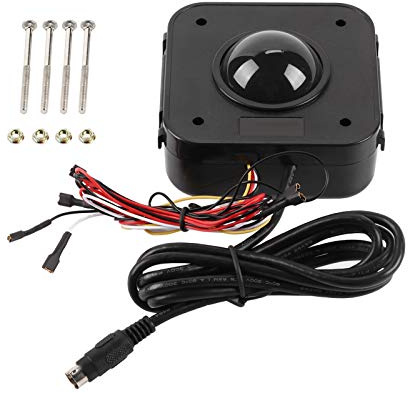 JKOKPMG Beleuchtete 4,5 cm runde LED-Trackball-Maus, PS2-Leiterplattenanschluss für -Spielkonsole, langlebiges Kunststoff-Metall, 10 x 10 x 4 cm