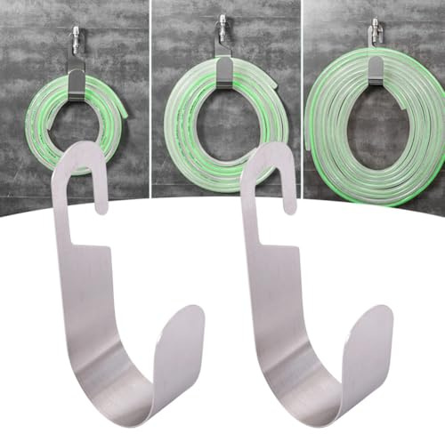 Gettimore Gartenschlauchhalter aus Edelstahl, zur Wandmontage, robuster Metall-Schlauchaufhänger, Haken für Outdoor-Wasserschlauch-Aufbewahrung