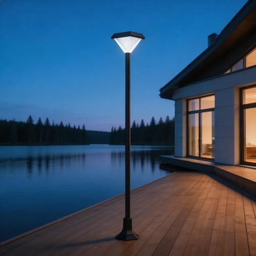 DJGIFI Solarlaterne Außen 150cm, Gartenlaterne mit Diamant-Lichtkranz | 150cm hohe Weg- & Einfahrtslaterne. Diamant-Optik, Warmweißes LED, Auto Ein/Aus. Wetterfeste Pfostenleuchte für Vorgarten.