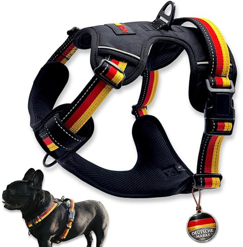 NOVAKRAFT Hundegeschirr mit verlängertem Bruststück, Anti-Zug-Brustgeschirr, Sicherheitsgeschirr mit Neopren-Griff, atmungsaktiv gepolstert, reflektierend, für mittelgroße & große Hunde. (M)