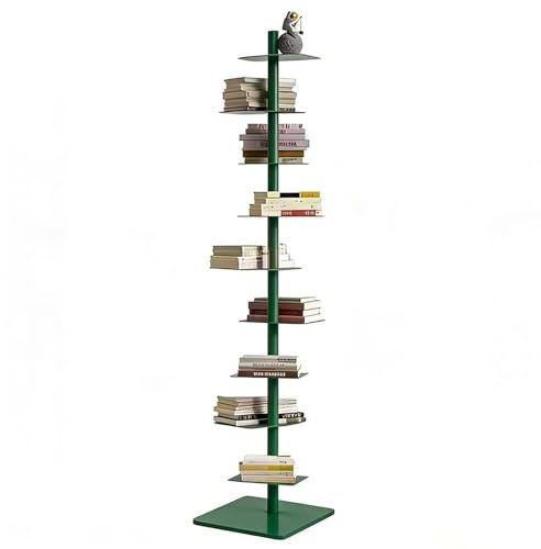 EXSHUING Estantería giratoria de Lomo, Torre de Libros Vertical de 9 Niveles, estantería Independiente, Estan-tería Moderna Alta y Estrecha para Sala de Estar, Dormitorio, Oficina(Green)