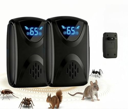 COODAY Repellente per topi ad ultrasuoni, 2 pezzi, efficace per espellere topi con onde ultrasoniche, frequenza regolabile, luce stroboscopica a LED, controllo roditori per la difesa di topi e ratti