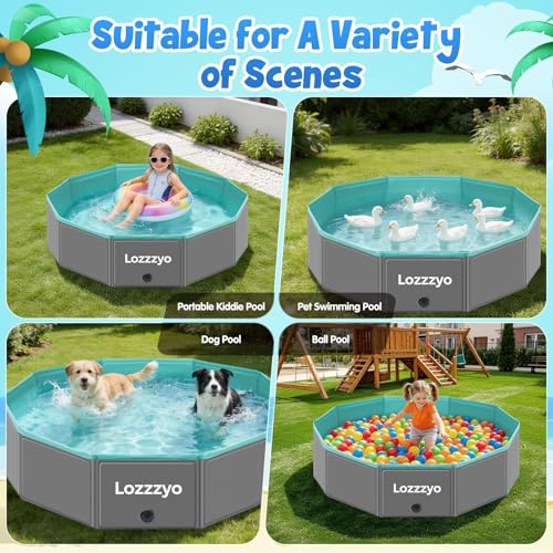 Lozzzyo Hundepool große & Klein Hunde aus Anti-Rutsch PVC, Faltbare Hunde Pool - Leicht zu Reinigen Hundeplanschbecken für Outdoor, Reise, Garten Planschbecken (120 * 30CM)
