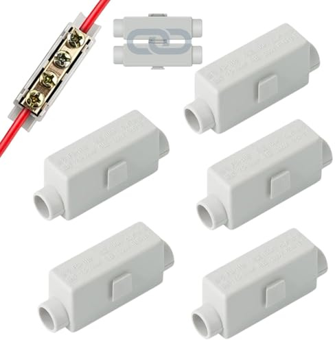 5 Pièces Connecteurs Traversants et Bornes de Connexion 2 pôles 2,5-16 mm², 1000 V 100 A Bloc de Serrage à Double Vis, Boîtier ABS pour Installation Électrique, Plafonniers, Interrupteurs et Câbles