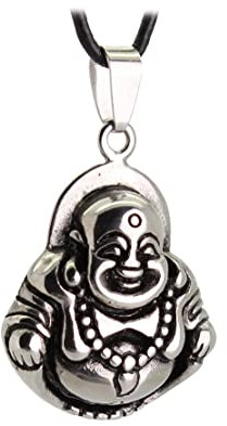 Budawi® Happy Buddha Anhänger Kettenanhänger Silber Edelstahl Schmuck