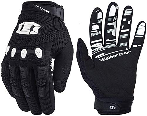 Seibertron Bambini/Gioventù Traspirante Touch Screen Pieno Dito Guanti Sportivi per Ciclismo MTB Bicicletta Bici BMX MX ATV MTB e Road Racing Motorcycle Motocross con Protection sulle nocche Black XS