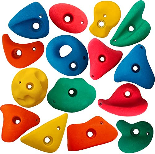 OTITU Appigli Colorati per Arrampicata, Pietre Arrampicata Parete D'arrampicata, Prese Arrampicata Bambini Set Torre Gioco, Pezzi - 15, Taglia - S+M+L
