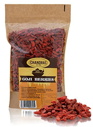 Chandra Whole Foods – Goji Berries 350G - Low-GI Nutritious Super Fruit for Snacking, Smoothies, Baking & Cooking - Gluten-Free Vegan-Friendly, Rich in Protein & Vitamins & Antioxidant
