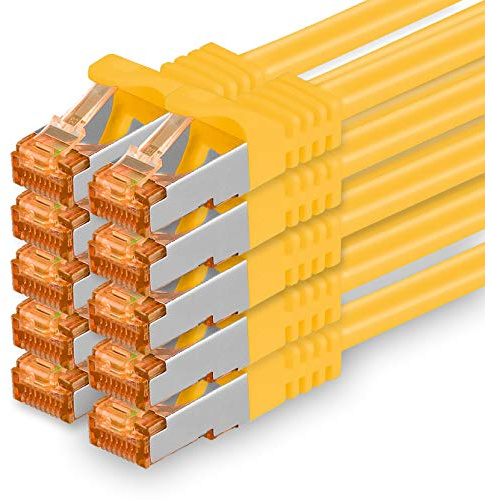 1aTTack.de 10x 1,5m Jaune - Câble Réseau Ethernet Cat7 Cat 7 10 GB/s SFTP - RJ45 Ethernet LAN DSL Routeur Modem