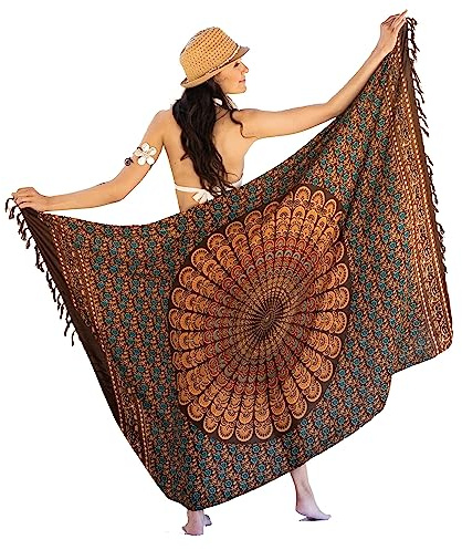 NELUHA Sarong förälder, Mandala brun, 200x150cm