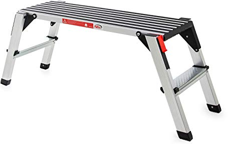Alfa Aluminium-Sicherheits-Laufbühne Profi-Qualität mit großer, Rutschfester Lauffläche bis 150 kg zusammenklappbare Arbeitsbühne