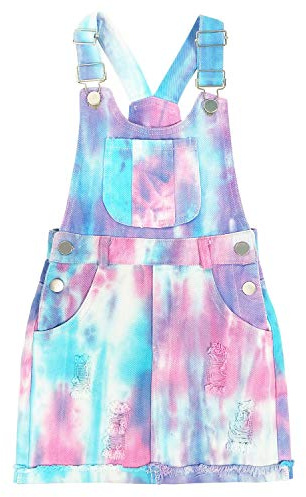 Peacolate 4-10T Little&Big Girls Suspender Overalls Star Denim Dress