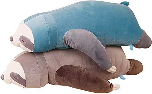 Kuscheltier Faultier, Seitenschläferkissen Stillkissen Lagerungskissen Plüsch Faultier Kissen für Kinder Freundin Geschenke Kinderzimmer Dekoration Extrem Weich Plüschtier Spielzeug 80 cm Grau