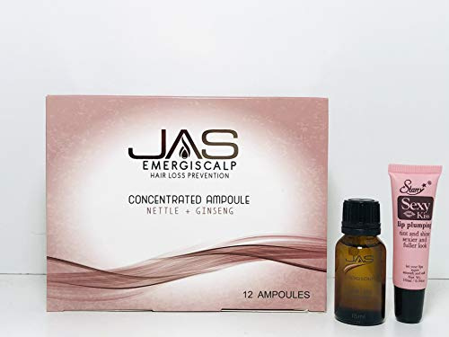 Jas Emergiscalp Hair Loss Prevention Concentrated Ampoule with Nettle + Ginseng 15 Ml 1 Pack of 12Free Starry Lipgloss 10 Ml