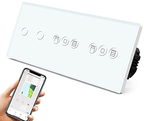 BSEED Smart Lichtschalter(Neutralleiter Erforderlich) WIFI Schalter Weiß | WLAN Touch Lichtschalter WIfI Schalter aus Glas Alexa und Google Home Work mit Tuya