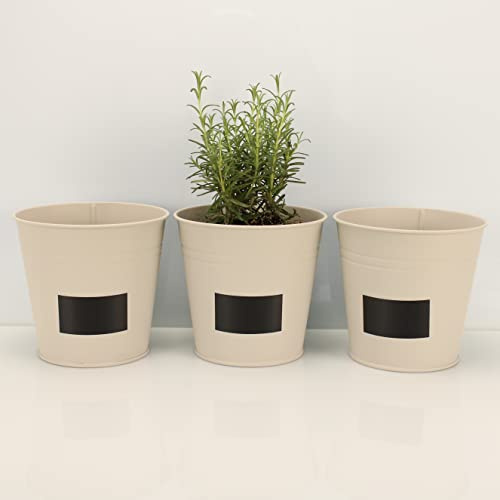 OF 3 Blumentöpfe zum Beschriften im Set - Blumentopf Kräutertopf (Hellgrau P56)