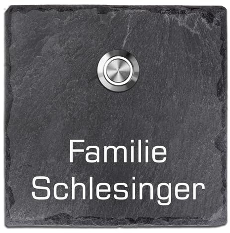 Tomtec Türklingel Schiefer Haustürklingel Klingelplatte Schiefer Klingelschild Design Tomtec 130x130mm