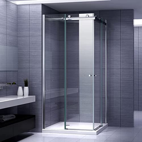 ATEMIS Cabine de douche d'angle H. 200 cm porte coulissante verre 8 mm transparent 75 x 95 cm