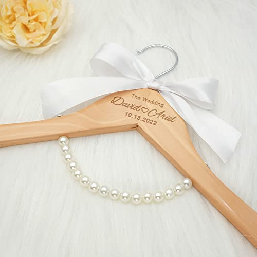Ter Braut-Kleiderbügel, Hochzeits-Kleiderbügel, personalisierter Braut-Kleiderbügel, individuelle Kleiderbügel, Ehrenmädchen, Brautjungfer, Arzt, Doktor, Abschluss-Kleiderbügel (weißes Band Perle)