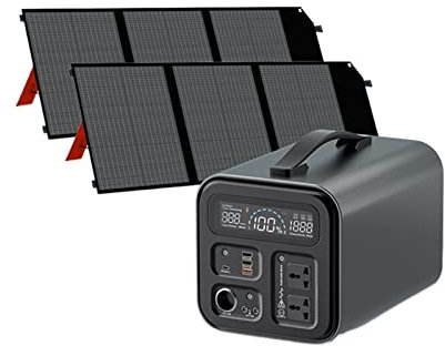 500W Camping Power Station EU UK Plug Batteria al Litio Portatile Extral 200W 18V Pannello Solare Portatile Power Bank Generatore Esterno (Color : UA550 2SP100, Size : UK Plug)