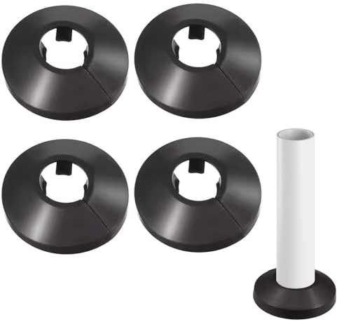 Schwarze Rohrabdeckungen, 15 mm, 4 Stück Kunststoff-Heizkörperrohrabdeckungen, leichte Rosettenabdeckplatte für Wandrohr, Dekoration für Rohre mit 15 mm Durchmesser
