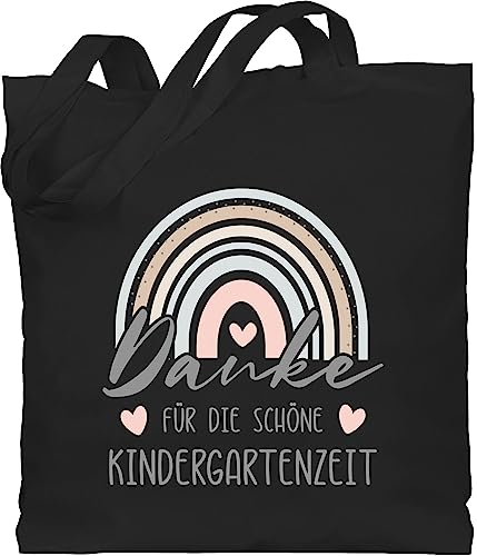 Shirtracer Baumwolltasche - Erzieher - Taschen - Danke für die schöne Kindergartenzeit Boho Regenbogen - Unisize - Schwarz - abschied kita geschenk erzieherin tasche kindergärtner kindergarten beutel