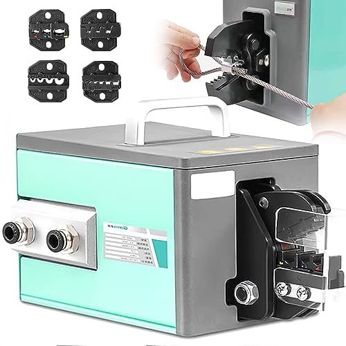 GEJLELDS Máquina Prensadora Automática Neumática, neumáticas Herramientas crimpadora para terminales de Tipo de con 4 Juegos Die, Máquina Prensadora Automática De Cable
