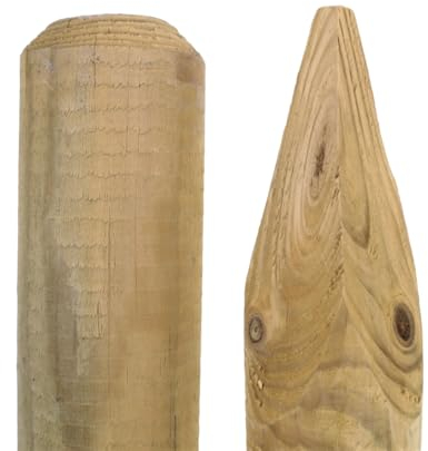 Gartenwelt Riegelsberger Pfahl Ø 4,6 cm Länge 150 cm 10 Stück Holzpfahl Kiefer imprägniert Kiefernholz Rankhilfe Rankstab Gartenpfahl Pflanzstab Blumenstab Tomatenstab gefräst gespitzt