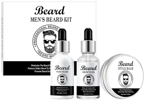 Beard Grooming Kit For Men, Stocking Fillers For Men With Beard Shampoo,Beard Growth Oil,Balm, Valentine Gifts For Men, Beard Growth Care Kit For Men, Father's Day, Christmas Gifts For Men