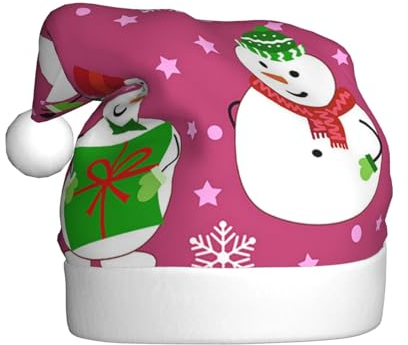 ZORIN Weihnachtsmütze, grüne Schneemänner und Schneeflocken, Unisex, bequem, Plüsch, für Weihnachten, Neujahr, Urlaub, Partyzubehör