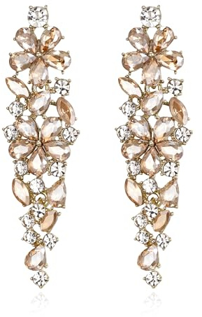 Clearine Sparkle Marquise Rhinestone Crystal Drop Statement Chandelier Dangle Earrings for Women, Art Deco Prom Jewellery for Wedding Bridal Champagne Gold-Tone
