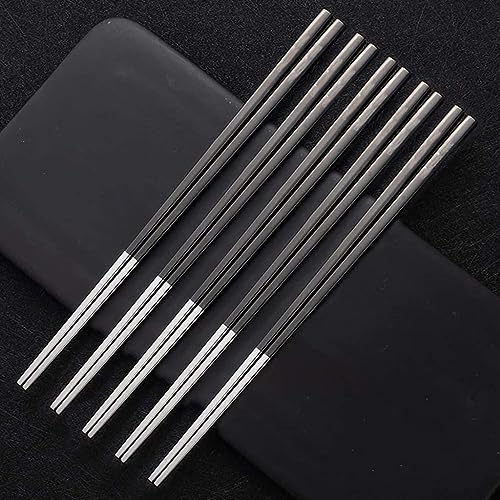 Bacchette riutilizzabili Set di bacchette Bacchette riutilizzabili in acciaio inossidabile, 5 paia di bacchette in metallo, Bacchette in stile cinese coreano in stile giapponese (Colore: Colore u