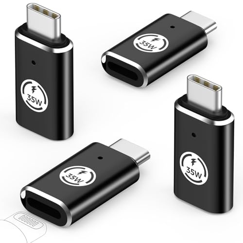 MoKo Lightning Buchse auf USB-C Stecker Adapter 4 Stück, USB-C auf Lightning Buchse Adapter für iPhone 17 Air 16 15 Pro Max, iPad, Laden/Datenübertragung, Nicht für Audio/OTG, Schwarz 35W