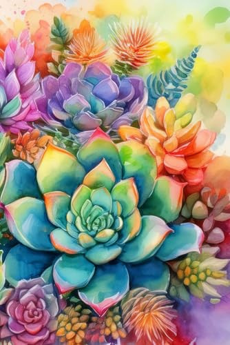 Succulent Garden: Watercolour Succulent Plants Notebook Journal | 200 Lined Pages | 6x9
