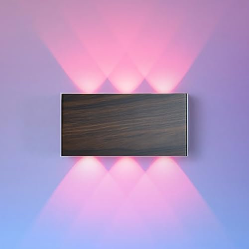 Farbe RGB Akku Wandlampe, mit Touch Control Schalter LED Magnetisch Akku Wandleuchte 5000mAh Kabellose Wandlampe, ideal für Loft Flur Schlafzimmer (Walnuss)