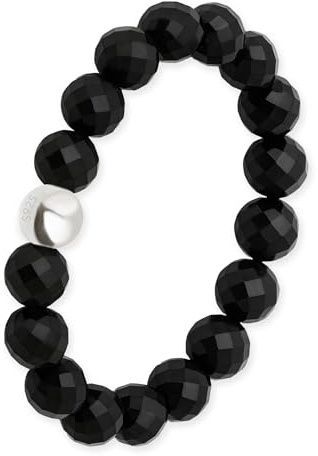 Anillo antiestrés de cuentas de piedra natural turmalina para mujer - Anillo perla elástica - Anillos ansiedad facetado