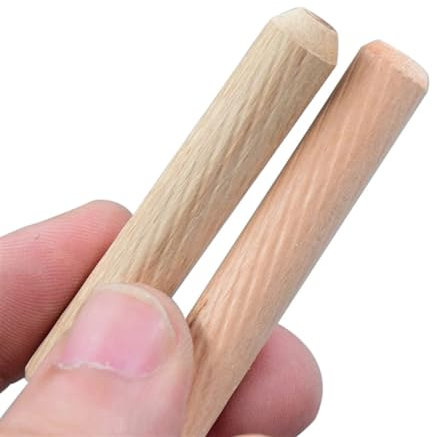 Abgeschrägte geriffelte Stift-Holzdübel, verschiedene Holzdübel, geriffelte Dübel aus Hartholz, Holzdübel for Schrankschubladen, runde geriffelte Holz-Bastelstifte, Stangen-Set, Möbelbeschlag, Holzdüb