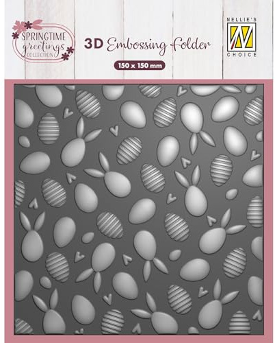 Nellie's Choice 3D Prägeschablonen für Ostern Hintergrund mit - Hasen und Ostereier von 15 x 15 cm - Bastelbedarf und Basteln Zubehör für Postkarten Blanko - Ideal für Scrapbooking, DIY