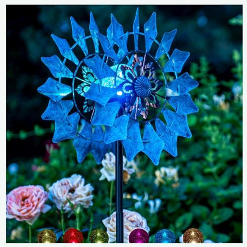 WXJHNYBS Moulin à Vent Jardin Solaire, 190×32cm,Rotation 360° Eolienne De Jardin Durable Moulin à Vent Illuminer Le Jardin avec Un Charme Antique