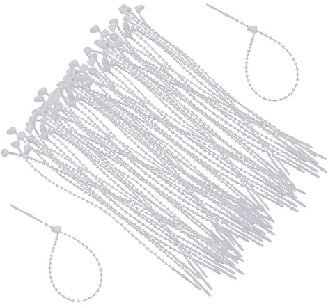 Boltza® Reusable Beaded Cable Ties 100mm (Natural, Pack of 100) - Releasable Twist-Lock Wire Ties for Cables, Commerce & Garden