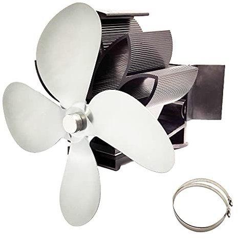 BG509 - Ventilador de estufa de 4 estufas alimentado por calor para pellets de leña, dispersa el aire caliente a través de la casa