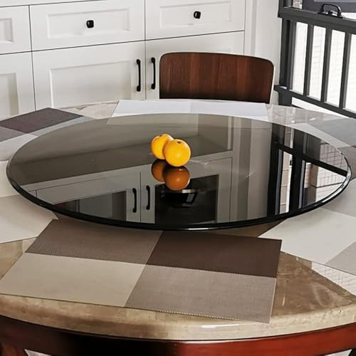 SMELEDFCFK Plato Giratorio De Vidrio Lazy Susan Para Mesa De Comedor, Bandeja Giratoria Redonda Negra 60 70 80 90 100cm, Bandeja De Servicio De Mesa Giratoria De Vidrio Grande, Fácil De Limpiar(70cm(2