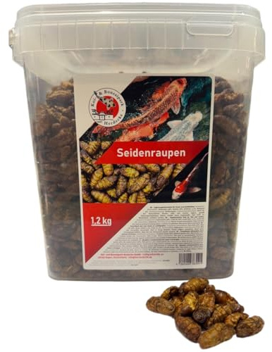 Koi Herdecke getrocknete Seidenraupen 2,4kg - 10 Liter Instektensnack als Teich- und Fischfutter - Hochwertiges Futter für Koi´s, Fische, Vögel, Reptilien, Igel, Nager und Reptilien