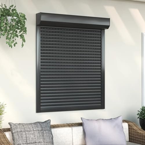 Rollladen Aluminium, Snsowed Aussenrolladen, Schrank Rollo, Außenrollo, Sonnenschutzrollo Außen, 100 x 130 cm Anthrazit