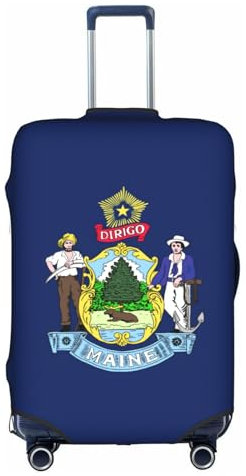 NBAGHPQ Copertura universale per valigie con stampa della bandiera del Maine Stato del Maine, elastica, lavabile, antigraffio, protezione per bagagli, bianco, L