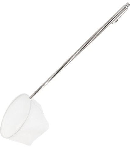 Aquarium Netz Kescher - 8cm Fischkescher mit Teleskopgriff | Edelstahl Nylon Aquarium Fischnetz | Kleine Schneckenfänger | Flexibler Reinigungskescher für Zierfischbecken und Teichpflege